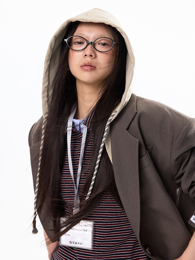 Boyfriend Aura Hooded Blazer - paper.bruise