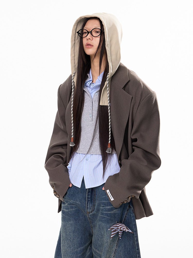 Boyfriend Aura Hooded Blazer - paper.bruise