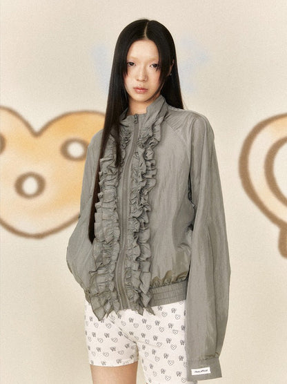 Cloud Ruffle Zip - Up - paper.bruise