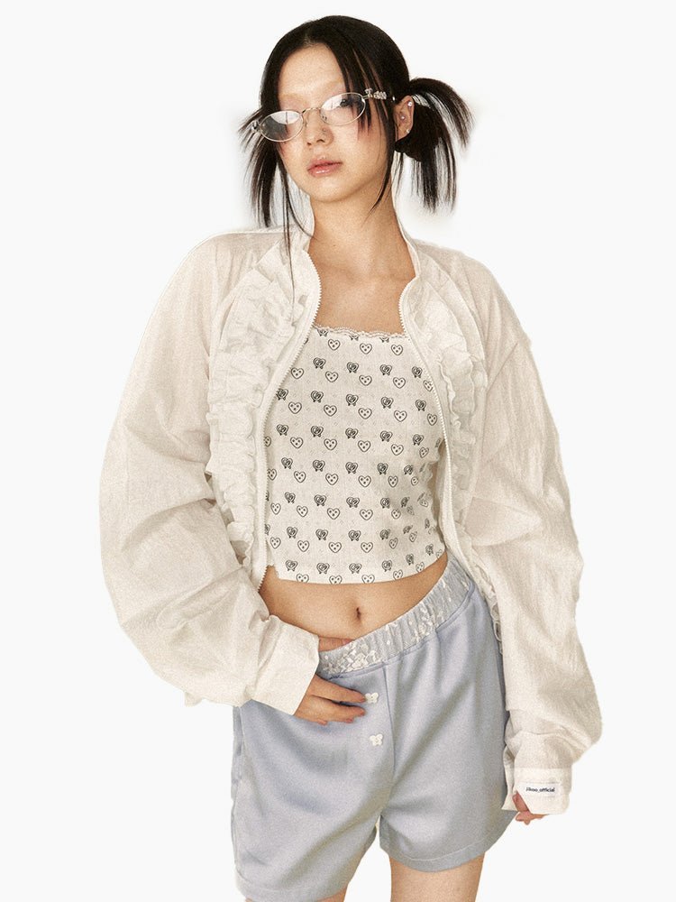 Cloud Ruffle Zip - Up - paper.bruise