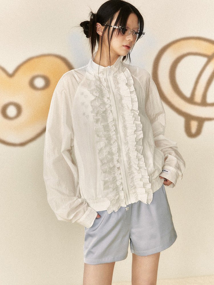 Cloud Ruffle Zip - Up - paper.bruise