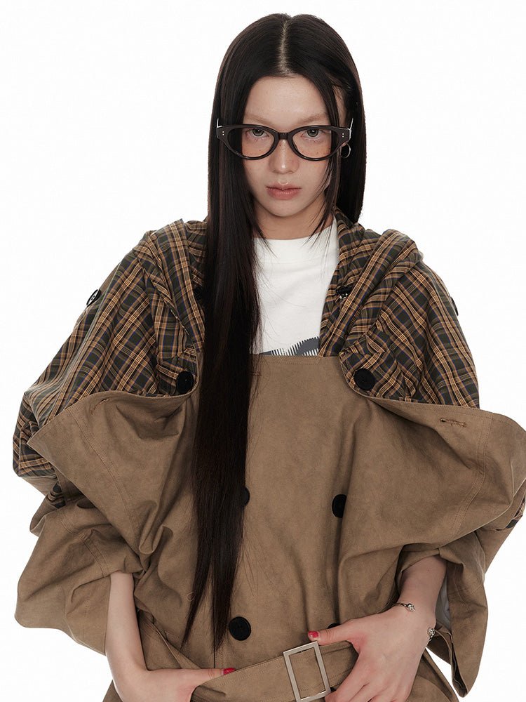 Trenchcore Hooded Drape Coat - paper.bruise
