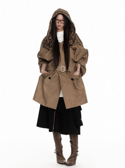 Trenchcore Hooded Drape Coat - paper.bruise